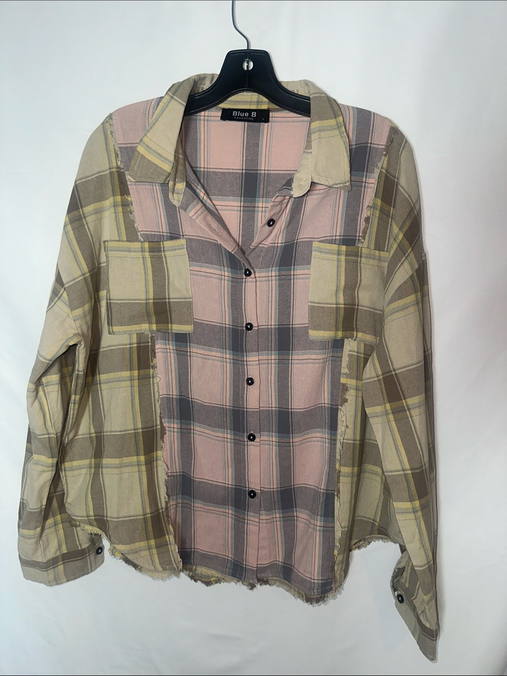 Blue B Women’s Pink & Beige Plaid Button-Down Shirt